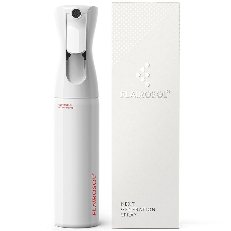 Flairosol البخاخ الأصلي للشعر، بخاخ ماء رذاذ فائق النعومة للتصفيف، الحلاقين، الصالونات، التنظيف، النباتات، 10.1 أونصة/300 مل (زجاجة بيضاء - طباعة مرجانية) - Image 1
